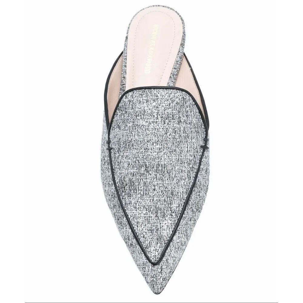 Nicholas Kirkwood Beya Metallic Silver Bouclé Leather Mule size 37